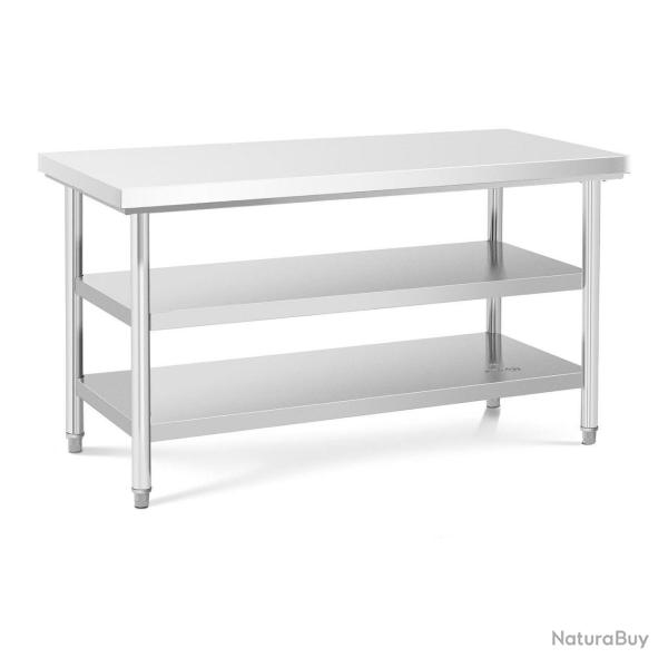 Table de travail inox 150 x 70 cm 600 kg 3 niveaux 14_0003688