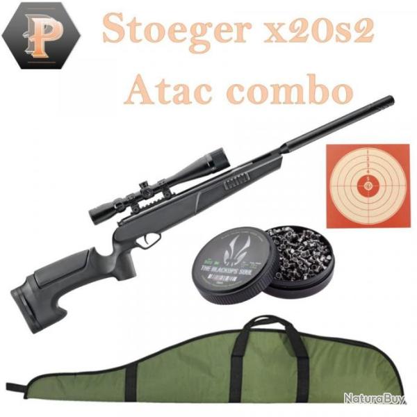 Pack carabine air comprim� Stoeger x20s2 Synth�tique cal 4.5 19.9J + fourreau + plombs + cibles