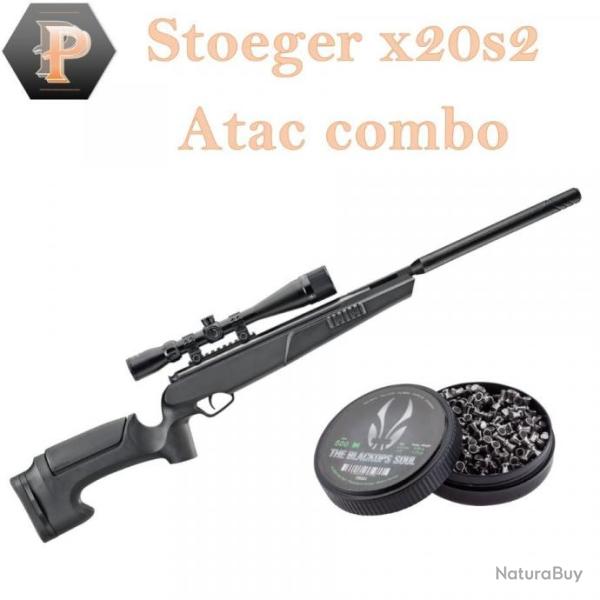 Pack carabine air comprim� Stoeger x20s2 Synth�tique cal 5.5 19.9J + plombs