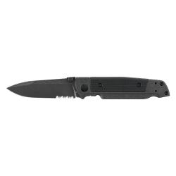 COUTEAU PLIANT WALTHER Q5 STEEL FRAME FOLDER BLACKWASH SERRATED
