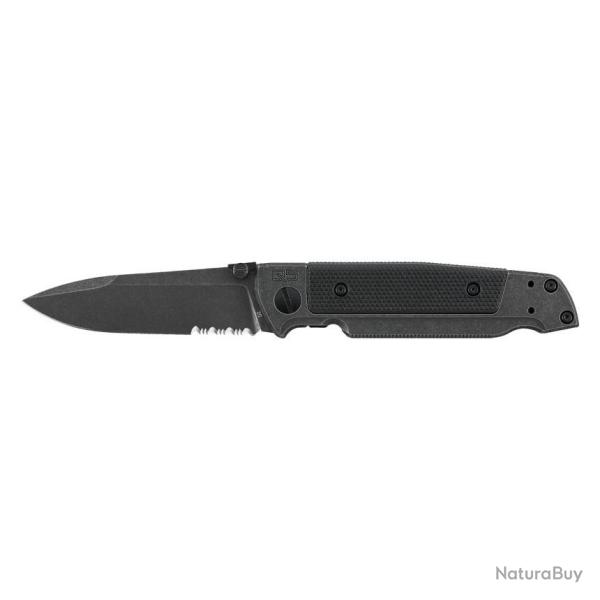 COUTEAU PLIANT WALTHER Q5 STEEL FRAME FOLDER BLACKWASH SERRATED