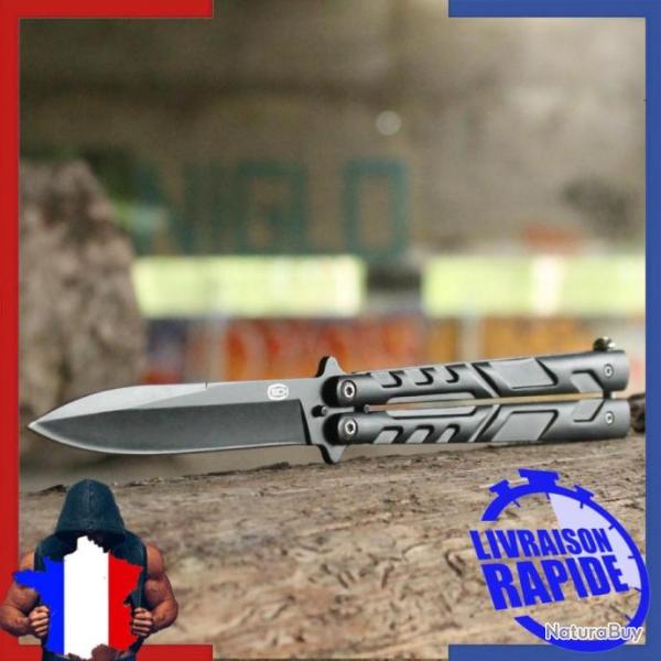 Couteau Papillon Butterfly Knife Balisong Tactical Black 89 by SCK