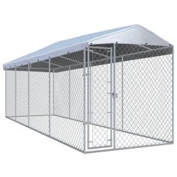 Chenil ext&eacute;rieur cage enclos parc animaux chien ext&eacute;rieur avec toit pour chiens 760 x 190 x 225 cm