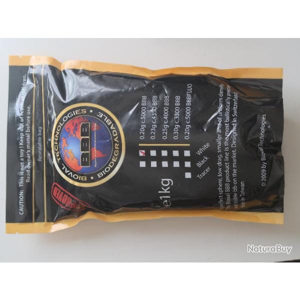 Sac de 1 kg de bille blanche 6 mm 0,20 grammes c.5000 BBB Bioval technologie REF @