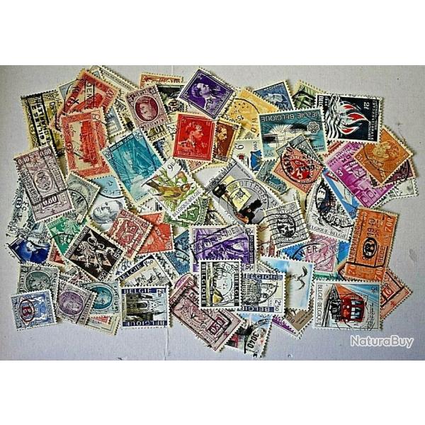 Lot BEL2 de 100 timbres de Belgique oblit�r�s tous diff�rents