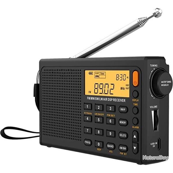 Radio FM num�rique multi bande r�tro�clair�e - Noir - Livraison gratuite et rapide
