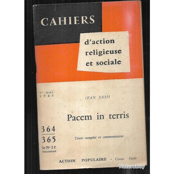 cahiers d'action religieuse et sociale 364-365 1er mai 1963