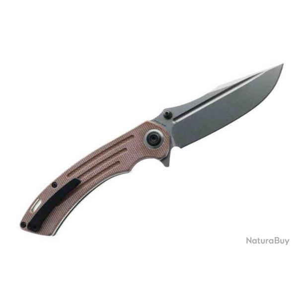 Couteau Kansept Pretatout Brown Manche Micarta Lame Acier 154CM IKBS Linerlock Clip KT1032A3