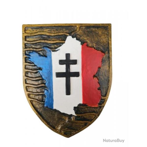 Blason France Libre avec accroche au dos - Diemension 14 x 11 cm