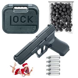 Promo jusqu'au 05/01/26 GLOCK 17 GEN5 BLOWBACK 0.43 + 5 cartouche Co&sup2; + 100 bille caoutch + Mallette