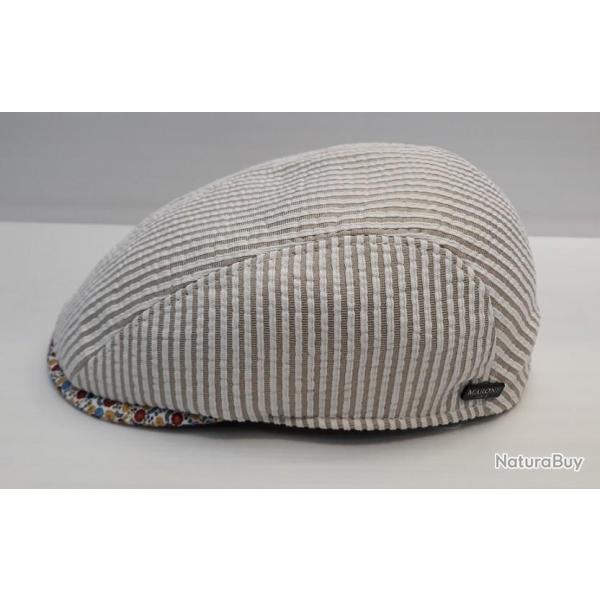 CASQUETTE PLATE EN TOILE RAY�E T55