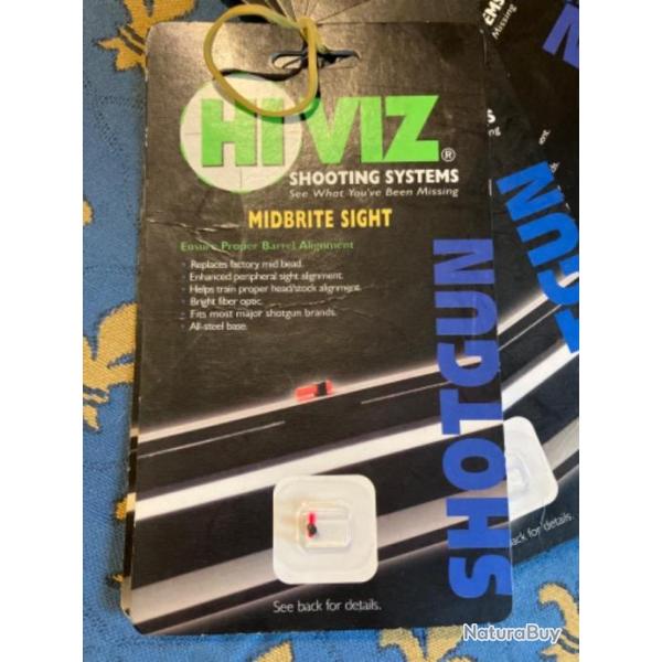 Guidon intermdiaire fibre optique HIVIZ pour fusils de chasse avec bandes