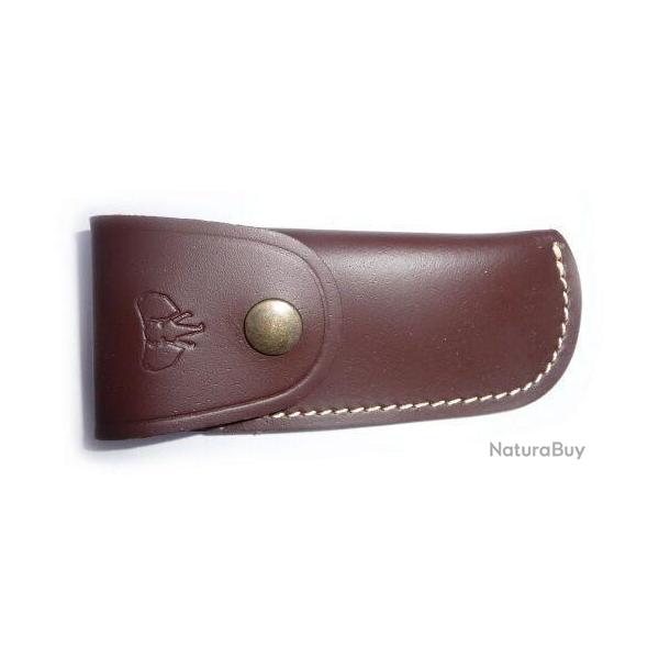 Etui pour couteau de poche en cuir brun 13 cm