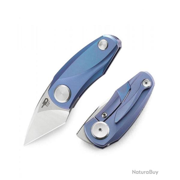 Couteau Bestech Tulip Blue Manche Titane Lame Tanto Acier M390 IKBS Framelock BTKT1913B