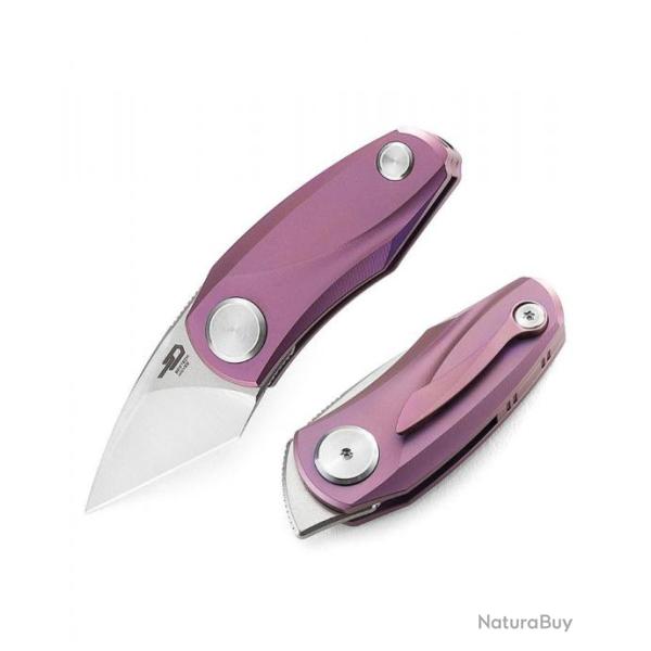 Couteau Bestech Tulip Purple Manche Titane Lame Tanto Acier M390 IKBS Framelock BTKT1912C