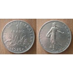 France 1 Franc 1976  Piece Semeuse Francs Nickel