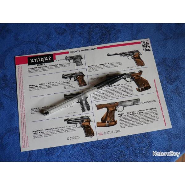 FEUILLET FLYER PUBLICITAIRE PISTOLET CARABINE UNIQUE AUDAX X 51 bis MIKROS VO79 DES69 (1ere version)