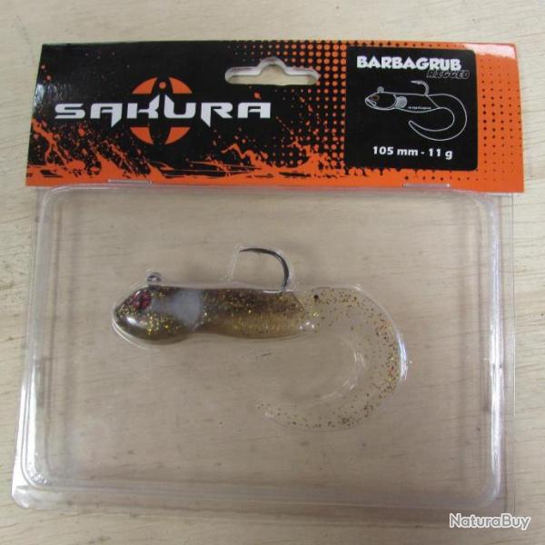 Leurre souple arm� SAKURA mod�le Barbagrub golden shiner 11 gr