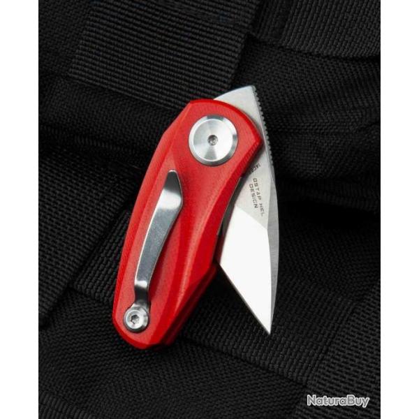 Couteau Bestech Tulip Red Lame Tanto Acier 14C28N Manche G10 IKBS Linerlock Clip BTKG38B