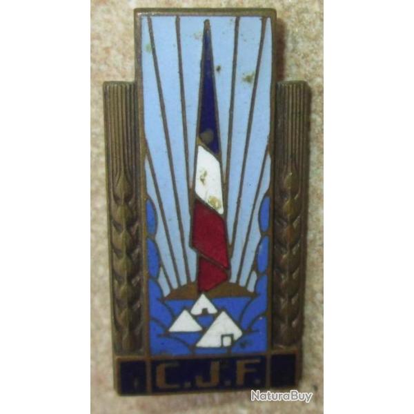 C.J.F, Insigne G�n�ral, bronze, �mail, dos lisse matric�