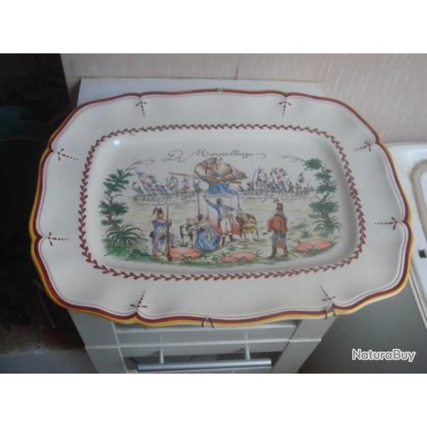 Grand plat ancien st-clement 41 cm x 32 cm la marseillaise 5000 exemplaire n�504