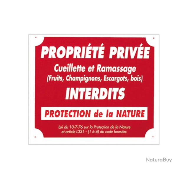 Panneau Propri�t� Priv�e Ceuillette Interdite En Aluminium Rouge