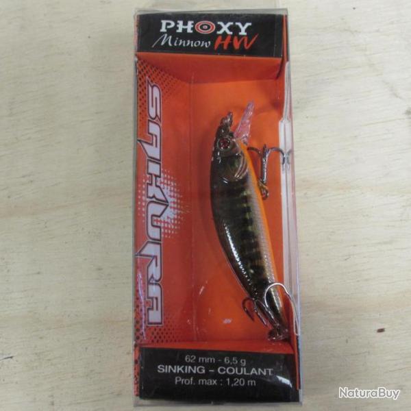 Leurre SAKURA Phoxy minnow sinking HW 62 mm mod�le Ghost green vairon