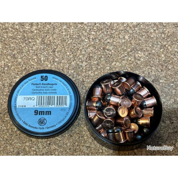 Bote de 50 cartouches 9 mm Flobert balle ronde RWS EN STOCK !!