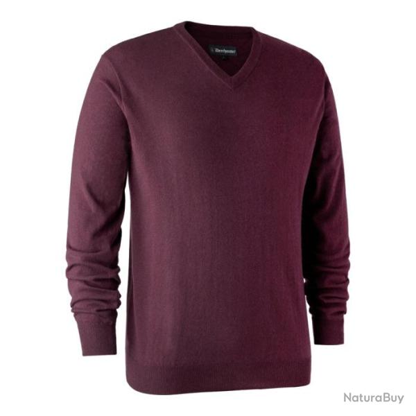 Pull col V DeerHunter Kingston Merinos Cypress Burgundy