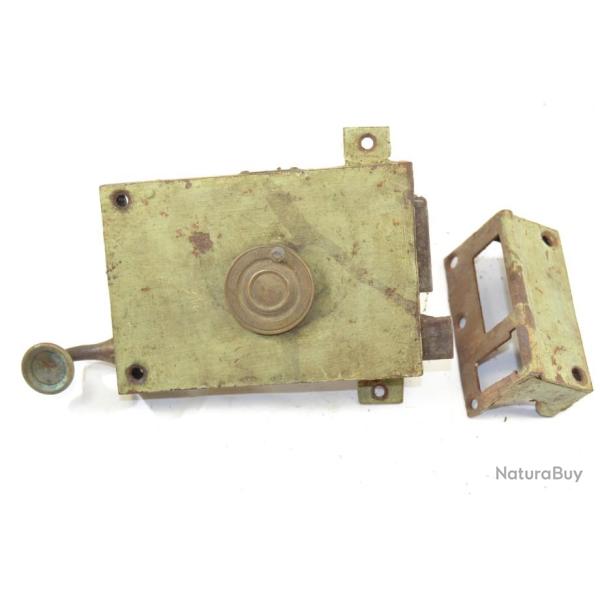 Serrure d'entre avec poigne de porte ancienne, 19e Sicle Dcoration / bricolage