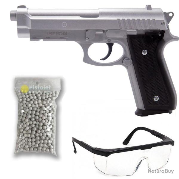 Pack airsoft Taurus PT92 HPA series spring Cybergun - M�tal Noir / argent