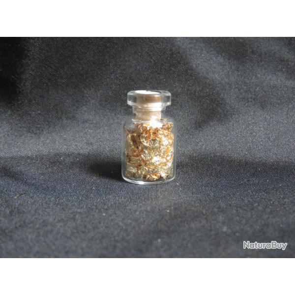 Petite FIOLE en VERRE remplie de paillettes d'Or 25 x 15mm FLACONS BOUTEILLES