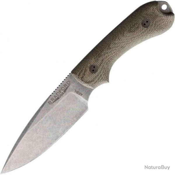 BRAD3FE102A Couteau Bradford Guardian 3 3D OD Green Lame Acier AEB-L Manche Micarta Etui Cuir USA