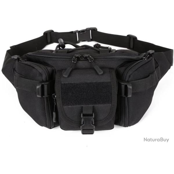 Sac banane tactique multifonction imperm�able - Noir - Livraison gratuite et rapide