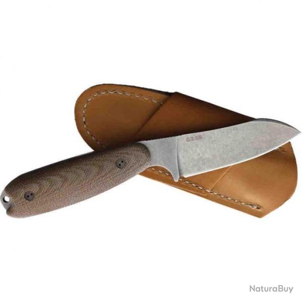 BRAD35SF104 Couteau Bradford Guardian 3.5 Sheepsfoot Nat Lame Acier N690 Etui Cuir USA