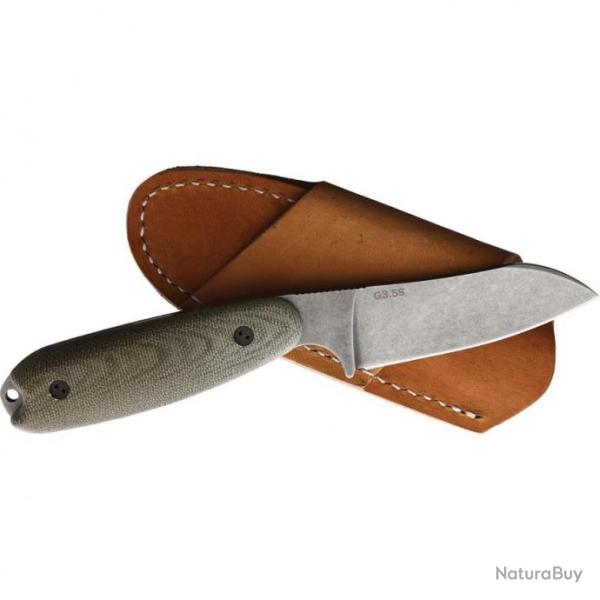 BRAD35SF102 Couteau Bradford Guardian 3.5 Sheepsfoot Od Green Lame Acier N690 Etui Cuir USA