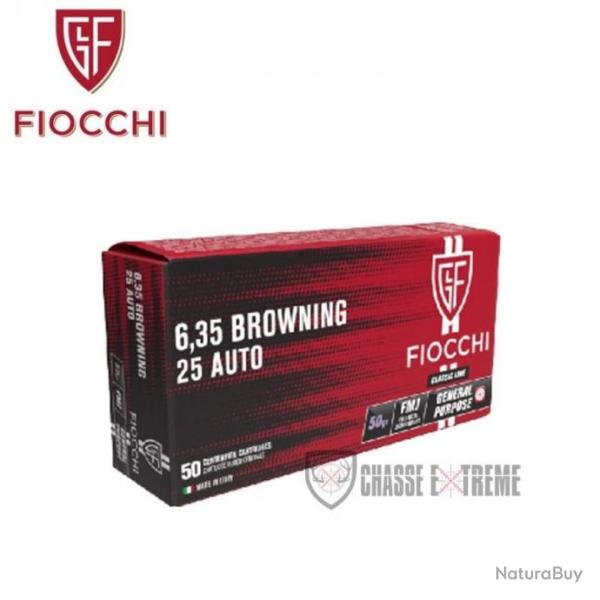 50 Munitions FIOCCHI Cal 6,35/25 Acp 50Gr FMJ