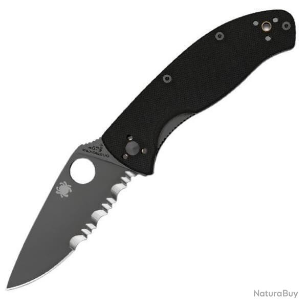C122GBBKPS - Couteau pliant semi-crant� Spyderco Tenacious noir