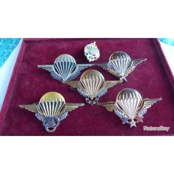 LOT DE 6 BREVETS PARACHUTISTES PARA LA PLUPART ANCIENS