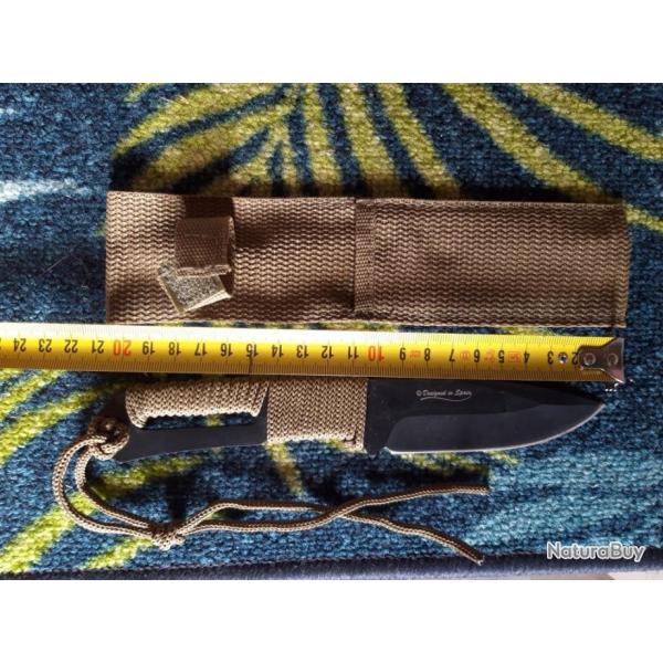 Couteau tactique encord�. Noir. Lame 9.8 cm