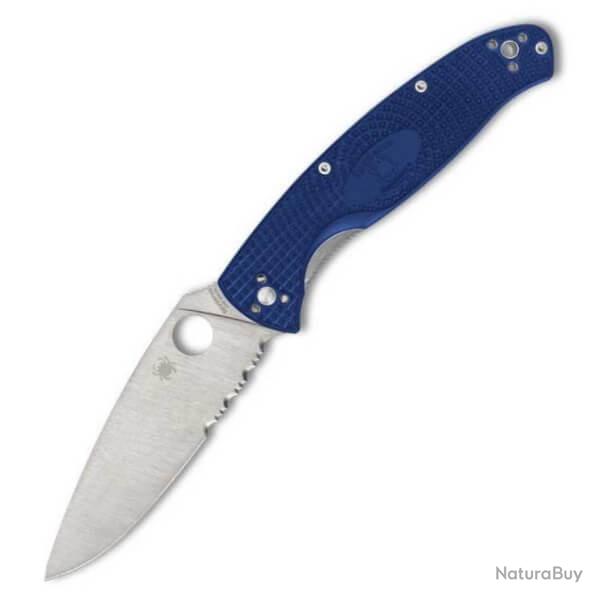 C142PSBL-Couteau pliant Spyderco Resilience bleu semi-dent�