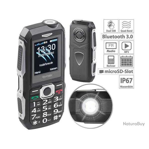 T�l�phone Mobile Outdoor Double SIM Etanche et Antichoc Camping Chasse Tir Torche IP67