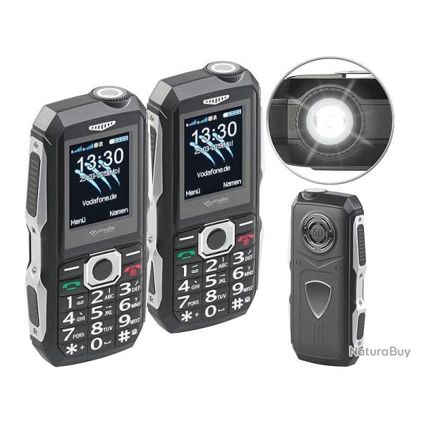 Tlphone Mobile Outdoor Double SIM Etanche et Antichoc Camping Chasse Tir Torche IP67 X2