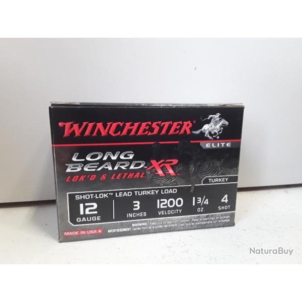 BOITE DE CARTOUCHES WINCHESTER XR LONG BEARD CAL12 CH76   49GR NEUF DE RETOUREN N 4 ET N 6