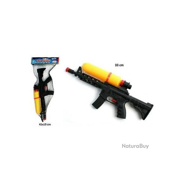 PISTOLET A EAU 33 CM NOIR ET JAUNE SPLATCHY PLASTIQUE