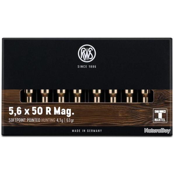 MUNITIONS RWS 5.6x50R MAGNUM T-MANTEL 63GR 4.1G PAR 20