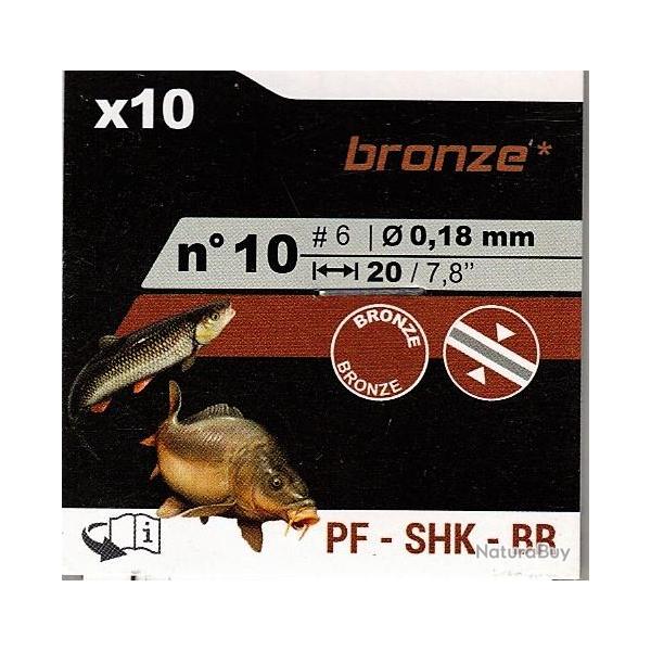 10 Hame�ons mont�s bronz�s n� 10 / fil � 0.18 mm