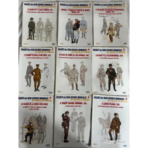 Lot de 9 revues Soldats des deux guerres Mondiales (No 41  50 manque le 42)