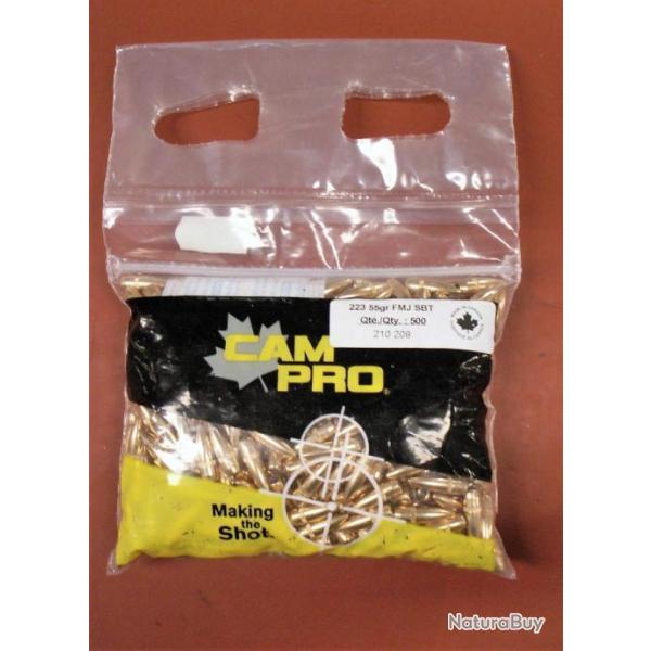 OGIVES CAM PRO FMJ SBT 223-222-55GRS x500