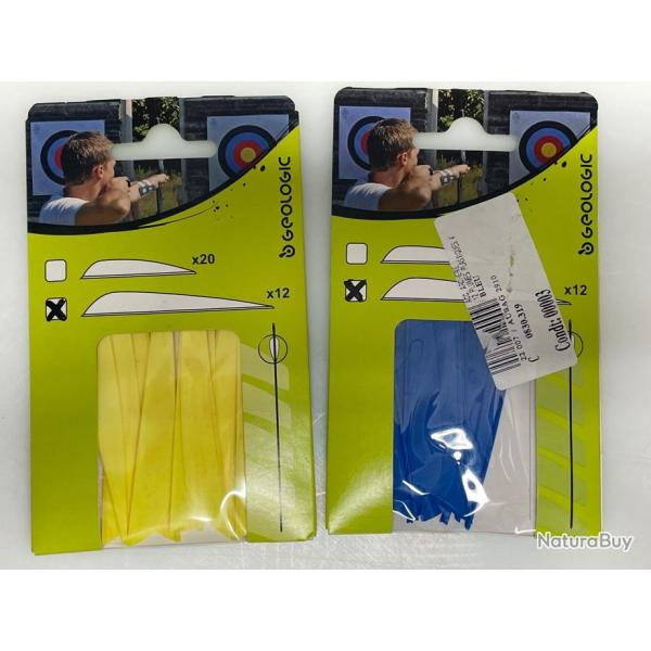 2 lots de 12 plumes plastiques archerie - tir a l'arc